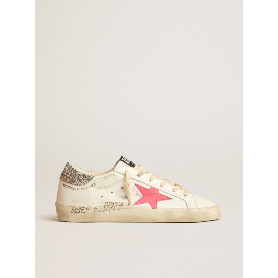 Super-Star LTD with fluorescent lobster suede star and glitter heel tab Super-Star LTD with fluorescent lobster suede star and glitter heel tab