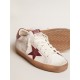 Super-Star in white suede with burgundy leather star and heel tab Super-Star in white suede with burgundy leather star and heel tab
