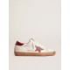 Super-Star in white suede with burgundy leather star and heel tab Super-Star in white suede with burgundy leather star and heel tab