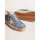 Super-Star in light blue suede with beige leather star and heel tab Super-Star in light blue suede with beige leather star and heel tab