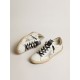 Women's white leather Super-Star sneakers with glittery heel tab Women's white leather Super-Star sneakers with glittery heel tab