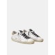 Women's white leather Super-Star sneakers with glittery heel tab Women's white leather Super-Star sneakers with glittery heel tab