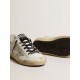 Women's white leather Super-Star sneakers with glittery heel tab Women's white leather Super-Star sneakers with glittery heel tab