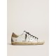 Women's white leather Super-Star sneakers with glittery heel tab Women's white leather Super-Star sneakers with glittery heel tab