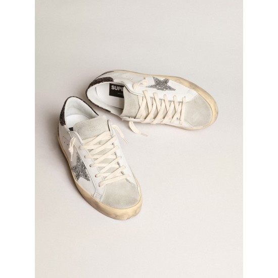 Women's Super-Star with silver star and brown glitter heel tab Women's Super-Star with silver star and brown glitter heel tab