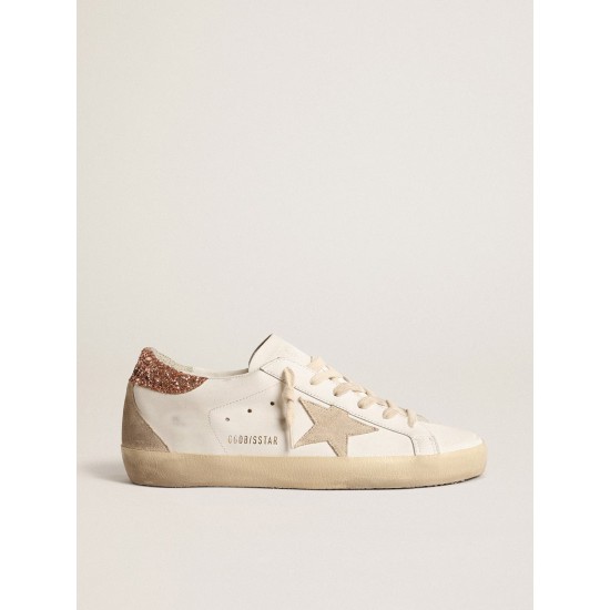 Women's Super-Star with a suede star and peach-pink glitter heel tab Women's Super-Star with a suede star and peach-pink glitter heel tab