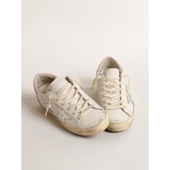 Women's Super-Star with silver leather star and pink heel tab Women's Super-Star with silver leather star and pink heel tab