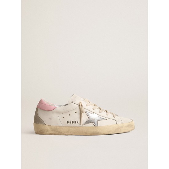Women's Super-Star with silver leather star and pink heel tab Women's Super-Star with silver leather star and pink heel tab