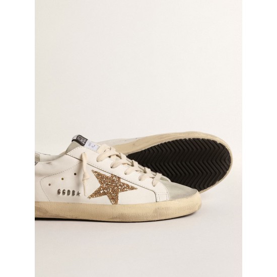 Women's Super-Star with gold glitter star and ice-gray suede inserts Women's Super-Star with gold glitter star and ice-gray suede inserts