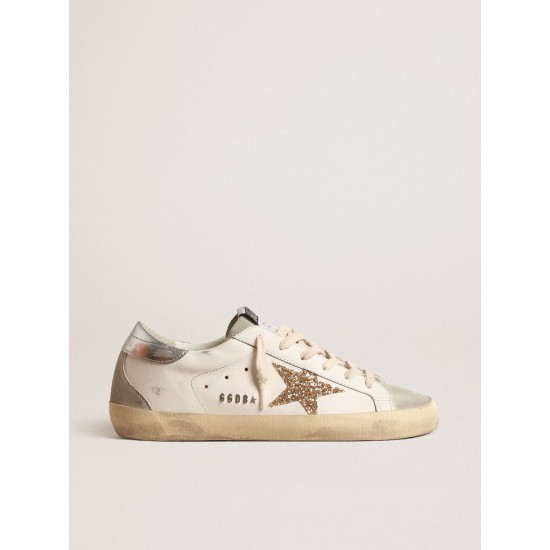 Women's Super-Star with gold glitter star and ice-gray suede inserts Women's Super-Star with gold glitter star and ice-gray suede inserts