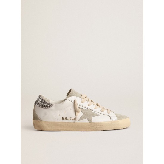Women's Super-Star with gray star and silver glitter heel tab Women's Super-Star with gray star and silver glitter heel tab