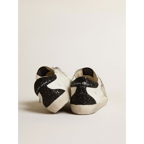 Women's Super-Star with gold star and black glitter heel tab Women's Super-Star with gold star and black glitter heel tab