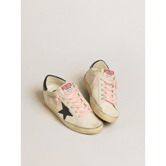 Women's Super-Star LTD with blue leather star and decorative studs Women's Super-Star LTD with blue leather star and decorative studs
