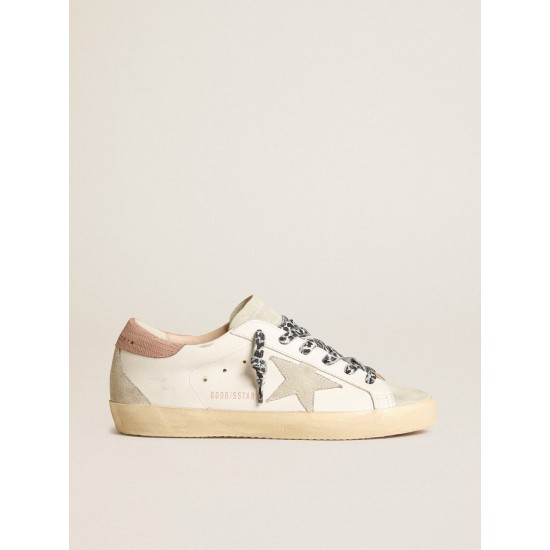 Super-Star with ice-gray star and pink lizard-print heel tab Super-Star with ice-gray star and pink lizard-print heel tab