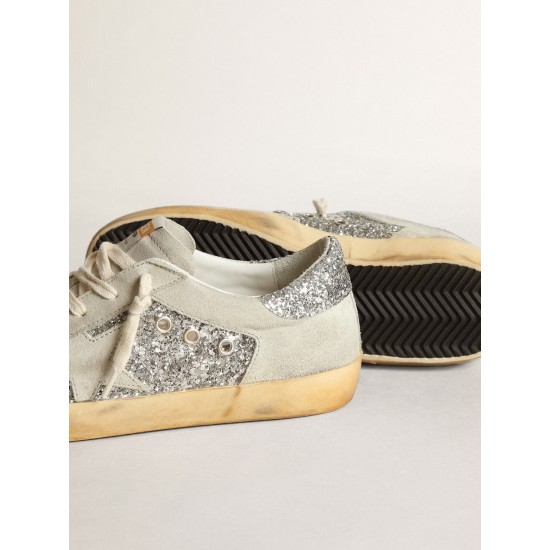 Women's Super-Star in silver glitter with ice-gray star and inserts Women's Super-Star in silver glitter with ice-gray star and inserts