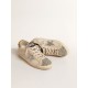 Super-Star in cream mesh with glitter star and leopard heel tab Super-Star in cream mesh with glitter star and leopard heel tab