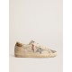 Super-Star in cream mesh with glitter star and leopard heel tab Super-Star in cream mesh with glitter star and leopard heel tab