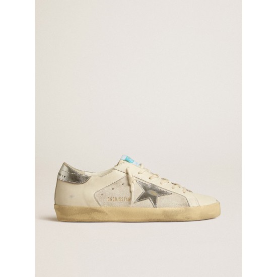 Super-Star in white leather and suede with silver and gold leather star Super-Star in white leather and suede with silver and gold leather star