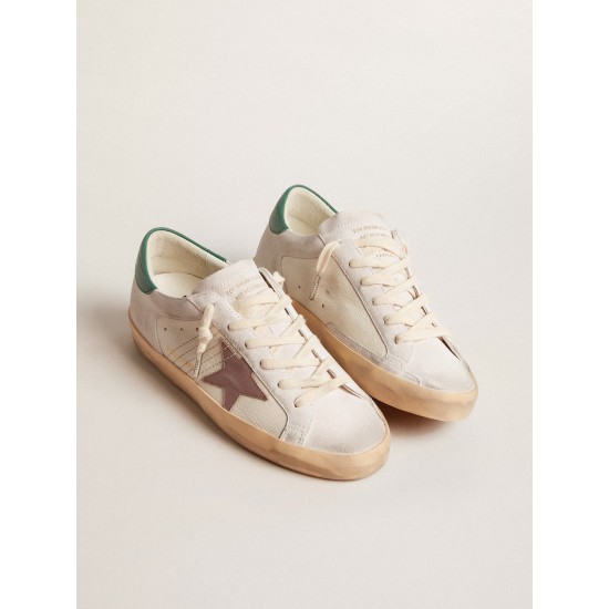 Super-Star LTD in suede with pink leather star and green heel tab Super-Star LTD in suede with pink leather star and green heel tab
