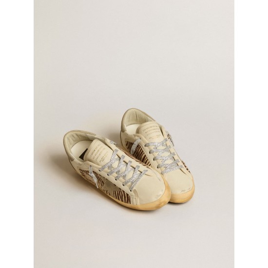 Women's Super-Star LTD in leather and pony skin with dove-gray suede star and heel tab Women's Super-Star LTD in leather and pony skin with dove-gray suede star and heel tab