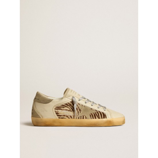 Women's Super-Star LTD in leather and pony skin with dove-gray suede star and heel tab Women's Super-Star LTD in leather and pony skin with dove-gray suede star and heel tab