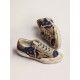 Women's Super-Star in blue glitter with dove gray suede star Women's Super-Star in blue glitter with dove gray suede star