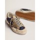 Women's Super-Star in blue glitter with dove gray suede star Women's Super-Star in blue glitter with dove gray suede star