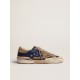 Women's Super-Star in blue glitter with dove gray suede star Women's Super-Star in blue glitter with dove gray suede star