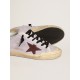 Super-Star in lilac suede with a brown star and gold heel tab Super-Star in lilac suede with a brown star and gold heel tab