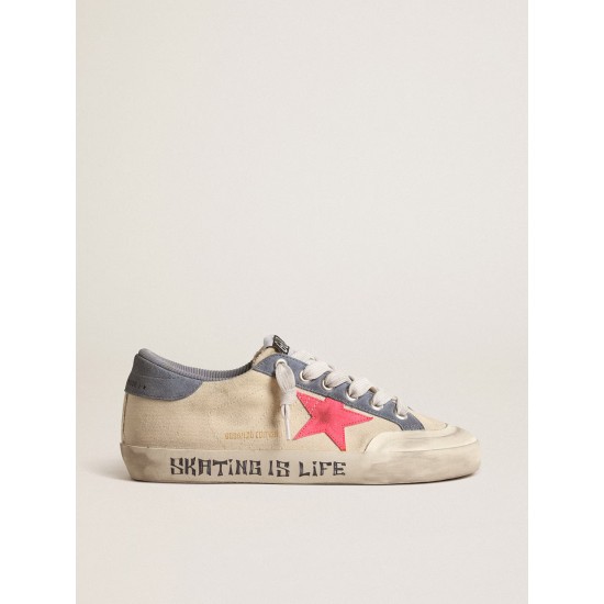 Super-Star Penstar LTD in canvas with lobster-colored suede star Super-Star Penstar LTD in canvas with lobster-colored suede star