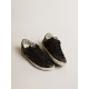 Women's Super-Star in black nappa and glitter with glossy black leather star Women's Super-Star in black nappa and glitter with glossy black leather star