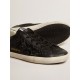 Women's Super-Star in black nappa and glitter with glossy black leather star Women's Super-Star in black nappa and glitter with glossy black leather star