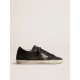 Women's Super-Star in black nappa and glitter with glossy black leather star Women's Super-Star in black nappa and glitter with glossy black leather star