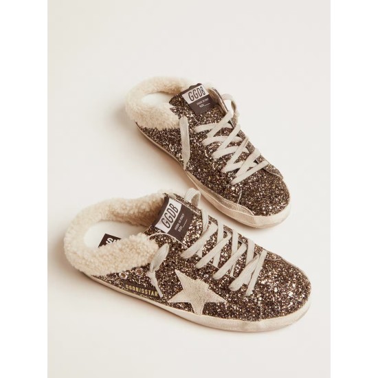 Women's Super-Star Sabot with glitter and shearling interior Women's Super-Star Sabot with glitter and shearling interior