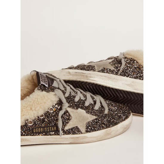 Women's Super-Star Sabot with glitter and shearling interior Women's Super-Star Sabot with glitter and shearling interior