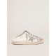 Super-Star Sabots in white leather and gray suede with silver glitter star Super-Star Sabots in white leather and gray suede with silver glitter star