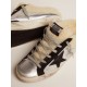 Women's Super-Star Sabot in silver laminated leather with black star Women's Super-Star Sabot in silver laminated leather with black star