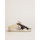 Women's Super-Star Sabot in silver laminated leather with black star Women's Super-Star Sabot in silver laminated leather with black star