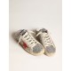 Women's Super-Star Sabot in silver glitter with red leather star Women's Super-Star Sabot in silver glitter with red leather star