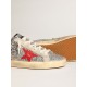 Women's Super-Star Sabot in silver glitter with red leather star Women's Super-Star Sabot in silver glitter with red leather star