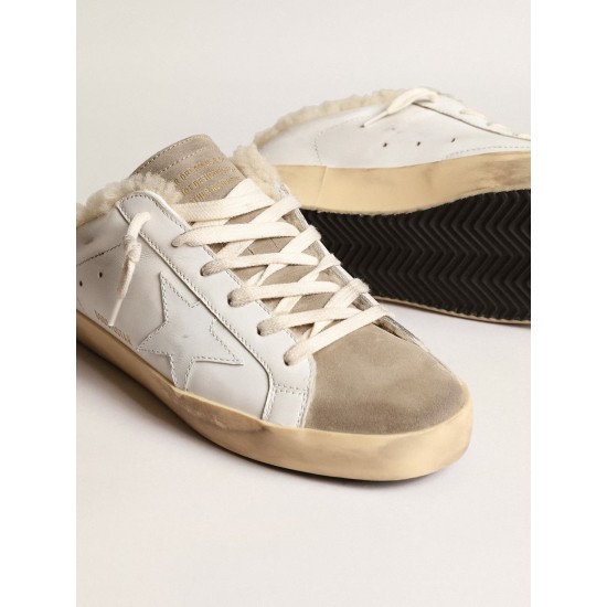 Super-Star Sabots with white leather star and shearling lining Super-Star Sabots with white leather star and shearling lining