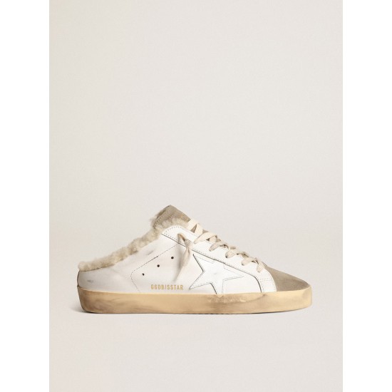 Super-Star Sabots with white leather star and shearling lining Super-Star Sabots with white leather star and shearling lining