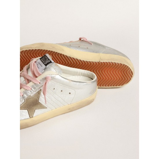 Super-Star Sabots in silver metallic leather with suede star Super-Star Sabots in silver metallic leather with suede star