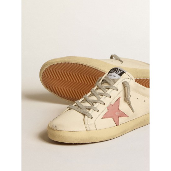 Women's Super-Star Sabots in nappa with pink leather star Women's Super-Star Sabots in nappa with pink leather star