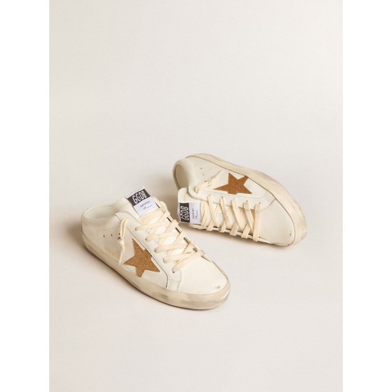 Super-Star Sabots in leather with plasticized gold glitter star Super-Star Sabots in leather with plasticized gold glitter star