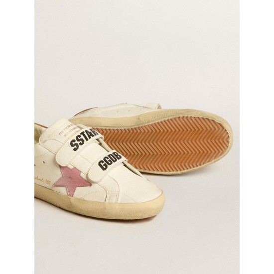Old School in nappa leather with pink leather star and beige shearling lining Old School in nappa leather with pink leather star and beige shearling lining