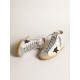 Women’s Francy in white suede with black leather star and silver Swarovski crystal tongue Women’s Francy in white suede with black leather star and silver Swarovski crystal tongue
