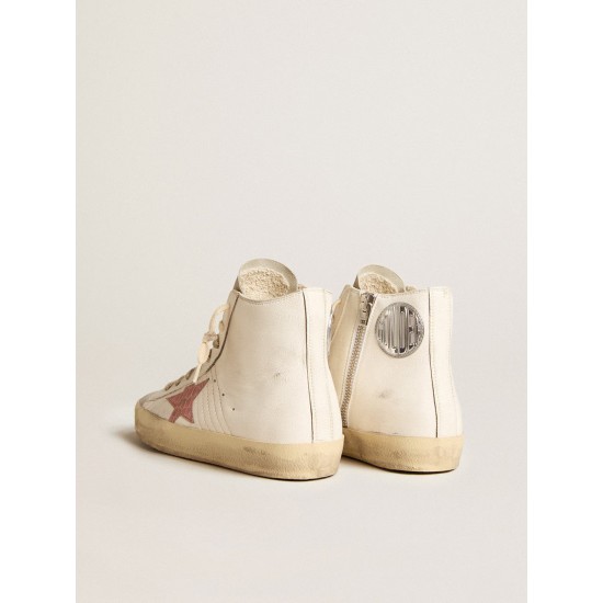 Francy in cream nappa with pink crocodile-print leather star Francy in cream nappa with pink crocodile-print leather star