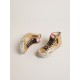 Francy Penstar in gold glitter with suede star and bright blue heel tab Francy Penstar in gold glitter with suede star and bright blue heel tab