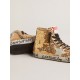 Francy Penstar in gold glitter with suede star and bright blue heel tab Francy Penstar in gold glitter with suede star and bright blue heel tab